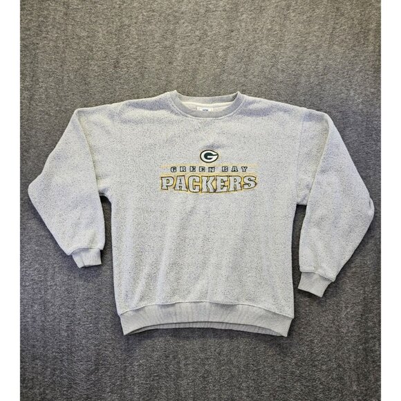 Vintage Green Bay Packers Sweatshirt Mens L Gray NFL Football Team 90s Sweater - Picture 1 of 9